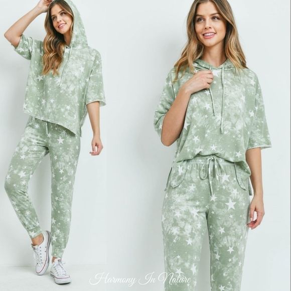 Harmony In Nature Pants - LAST Sage Tie Dye Jogger Set